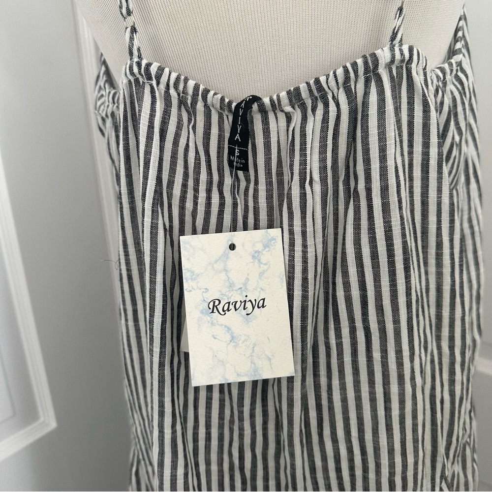 NWT Raviya Black White Stripe Cover Up Swimsuit Midi Dress Small - Picture 7 of 9